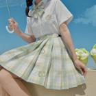 Plaid Mini Pleated Skirt (various Designs)