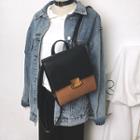 Color Block Square Faux-leather Backpack