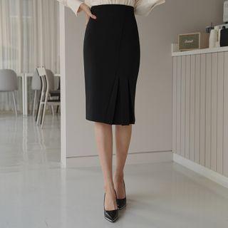 Pleated-panel H-line Midi Skirt
