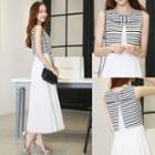 Striped Mock Two-piece Maxi Dress