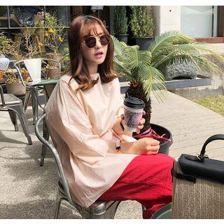 Wide-sleeve Band-waist Blouse