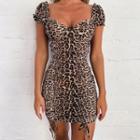 Cap-sleeve Leopard Print Mini Dress