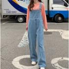 High-waist Washed Denim Wide Leg Jumpsuit
