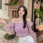 Off-shoulder Ruffled Organza Blouse
