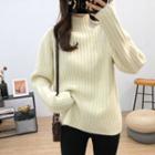 Rib-knit Mock-neck Sweater
