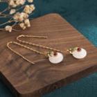 Faux Gemstone Alloy Dangle Earring Cp204 - Gold & White - One Size
