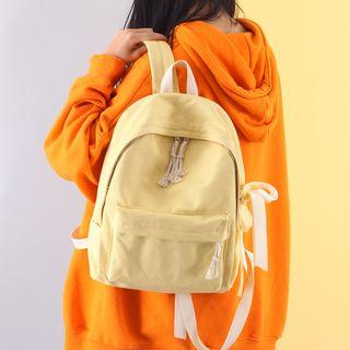 Ribbon Accent Canvas Backpack