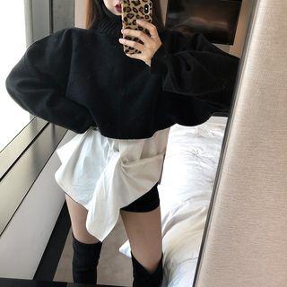 Cropped Turtleneck Sweater / Knot-detail Shirt