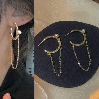 Chain Drop Earring 1 Pair - 1520a - Gold - One Size