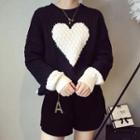 Sweetheart Contrast Cuff Sweater