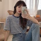 Short-sleeve Striped T-shirt Stripes - Blue - One Size