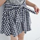 Bow-accent Check A-line Skirt