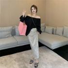 Sequin Midi Pencil Skirt / Long-sleeve T-shirt