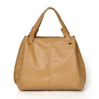 Belted Grommeted Satchel Beige - One Size