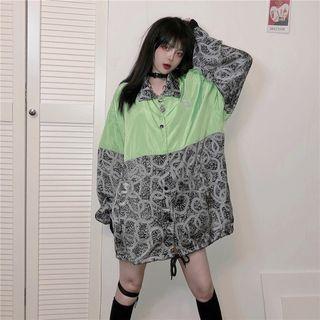 Print Panel Button Jacket As Shown In Figure - One Size