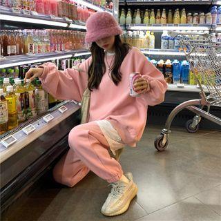 Set: Plain Sweatshirt + Harem Sweatpants