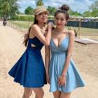 Spaghetti-strap V-neck Swim Dress