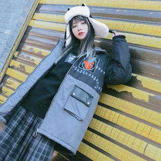 Padded Heart Print Zip Jacket