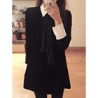 Tie-front Contrast-trim Velvet Minidress