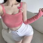 Cropped Camisole Top With Arm Sleeves / Hot Pants