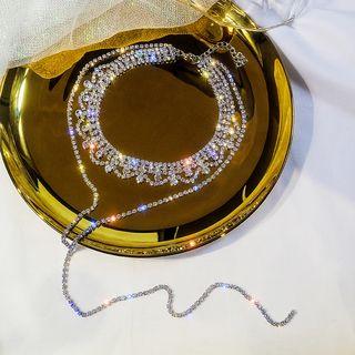 Rhinestone Layered Y Choker Necklace