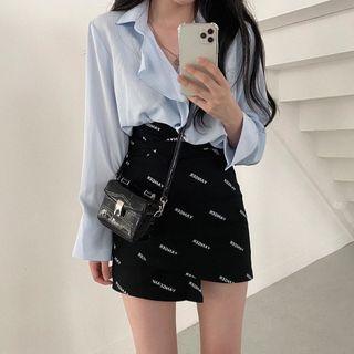 Plain Shirt / Lettering Mini Skirt