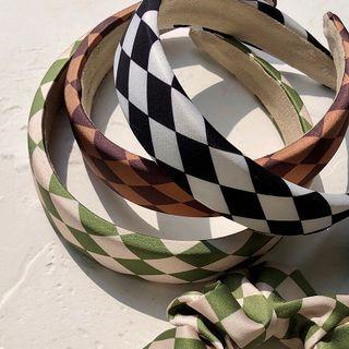 Set: Check Fabric Headband + Hair Tie