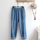Animal Embroidery Straight-fit Jeans