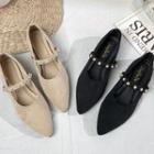 Faux Pearl Pointed Mary Jane Shoes