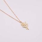 Rose Pendant Alloy Necklace Gold - One Size