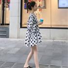 3/4-sleeve Polka-dot Loose-fit Blouse