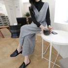 Set: Crew-neck Top + Deep V-neck Jumpsuit