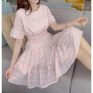 Short-sleeve A-line Mini Flare Dress