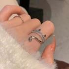 Cat Ear Layered Ring Open Ring - Silver - One Size