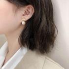 Cz Bow Faux Pearl Drop Earring