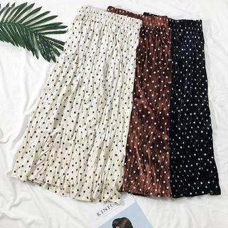 High-waist Dotted Velvet Maxi Skirt