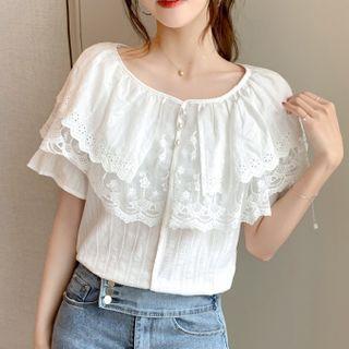 Layered Short-sleeve Lace Blouse