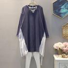 Striped Panel Long-sleeve T-shirt Dress