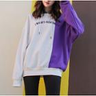 Colored Panel Letter Hoodie Off-white & Purple - One Size