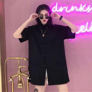 Elbow-sleeve Frog Buttoned Shirt