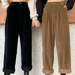 High-waist Wide-cuff Pants