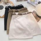 High-waist Asymmetrical A-line Skirt With Belt
