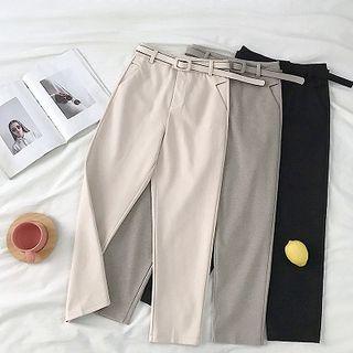 Plain High-waist Acrylic Harem Pants