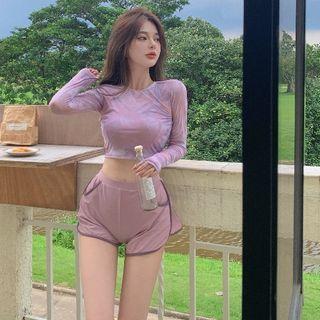 Tie-dye Cropped Top / High-waist Two Tone Wide Leg Short