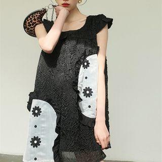 Sleeveless Flower Print Mini Shift Dress