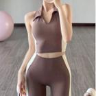 Halter Two-tone Sports Crop Tank Top / Bike Shorts