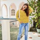 Pointelle Knit Sweater Yellow - One Size