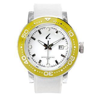 Stainless Steel Water Resistant Watch - White/yellow