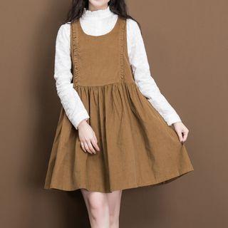 Frill Trim Pinafore Corduroy Dress