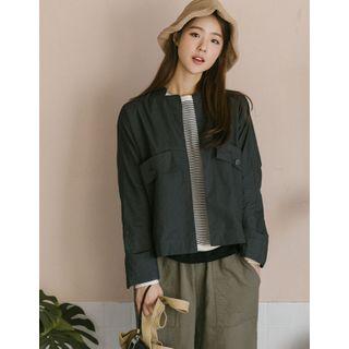 Flap-pocket Open-front Jacket